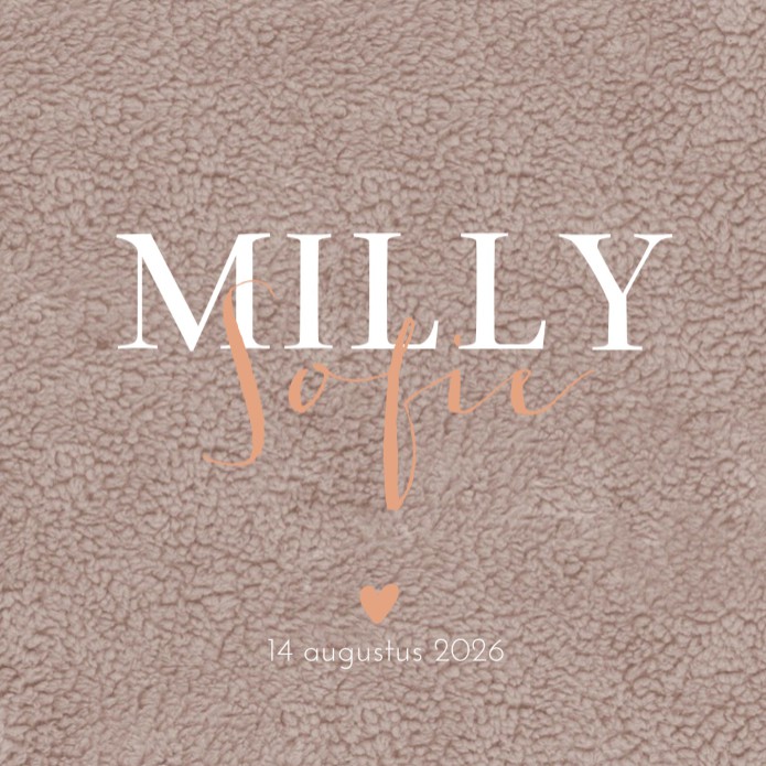 Geboortekaartje meisje teddy bruin Milly