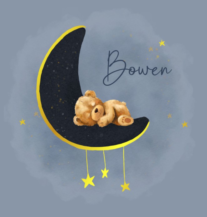Geboortekaartje jongen teddybeer maan Bowen