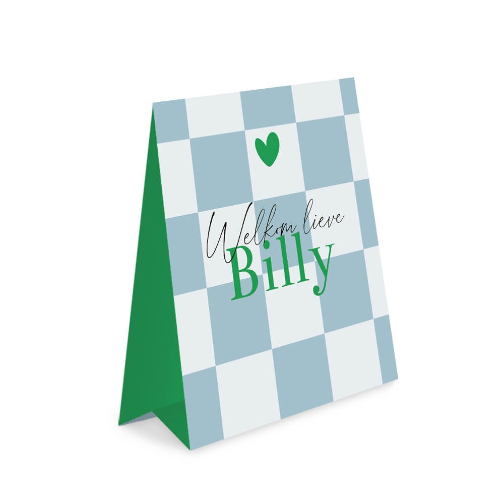 Geboortekaartje jongen geblokt color blocking tentvorm Billy