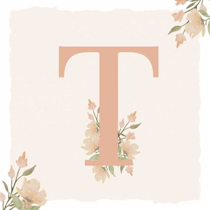 Geboortekaartje letter met roze aquarel floral Tess voor
