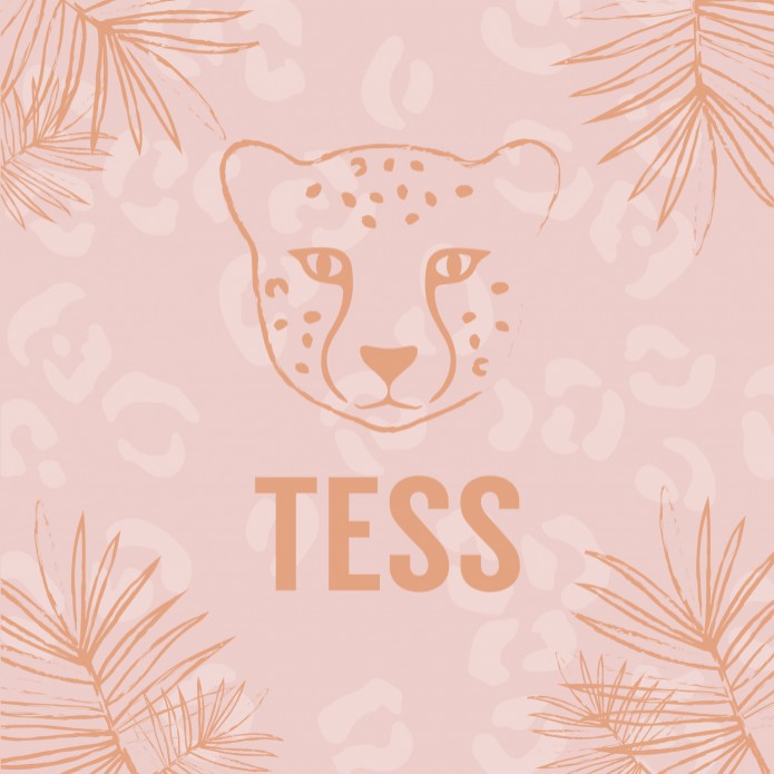 Geboortekaartje Prénatal meisje roze panter Tess voor