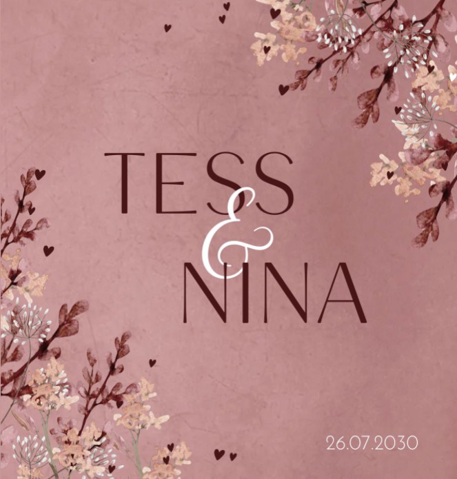 Geboortekaartje tweeling floral roze aquarel Tess en Nina
