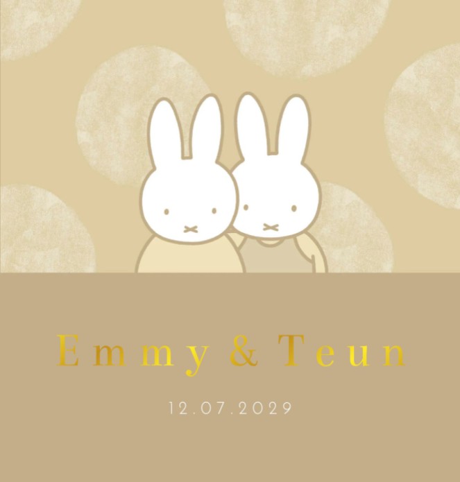 Geboortekaartje tweeling nijntje stippen Emmy en Teun