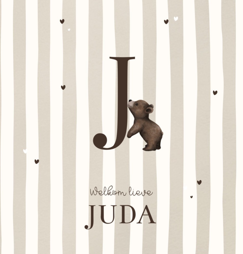Voorkant van geboortekaartje Juda
