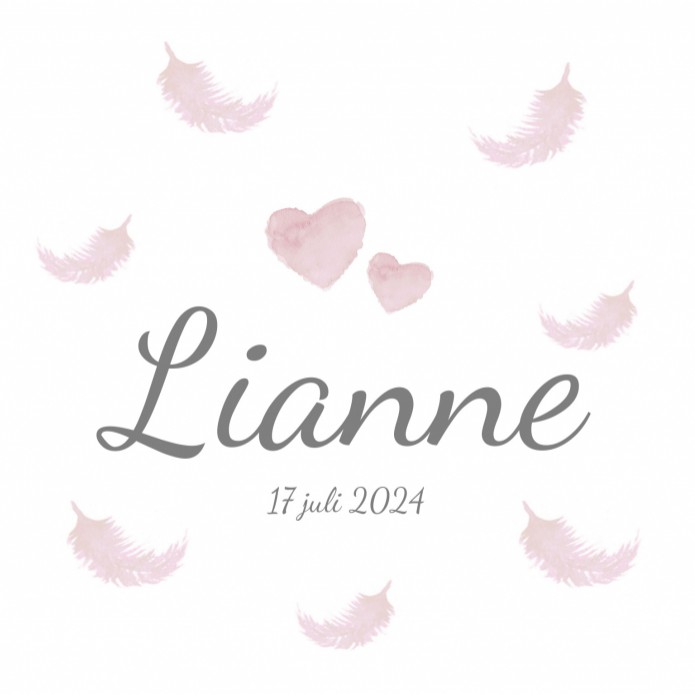 Geboortekaartje Veertjes Lianne