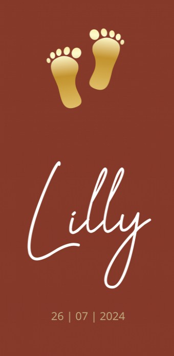 Modern geboortekaartje voetjes goud Lilly