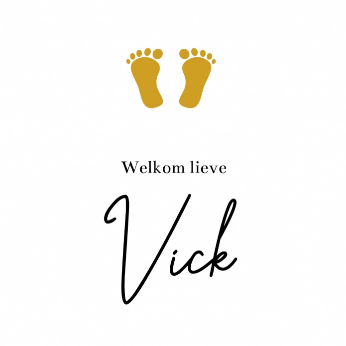 Geboortekaartje gouden voetjes Vick
