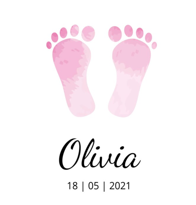 Geboortekaartje Voetjes Watercolour Olivia