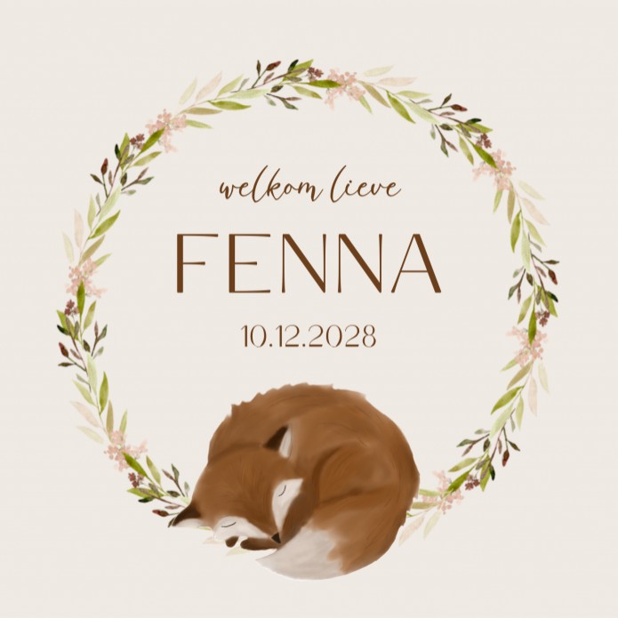 Geboortekaartje meisje vos krans Fenna