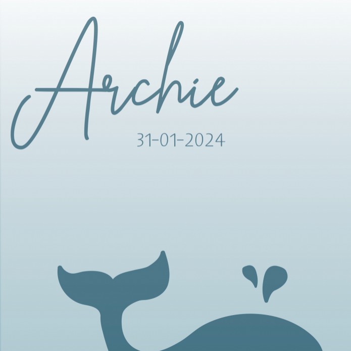 Geboortekaartje jongen walvis Archie