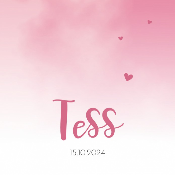 Geboortekaartje Watercolour roze Tess