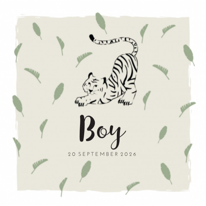 Geboortekaartje wilde dieren tijger Boy
