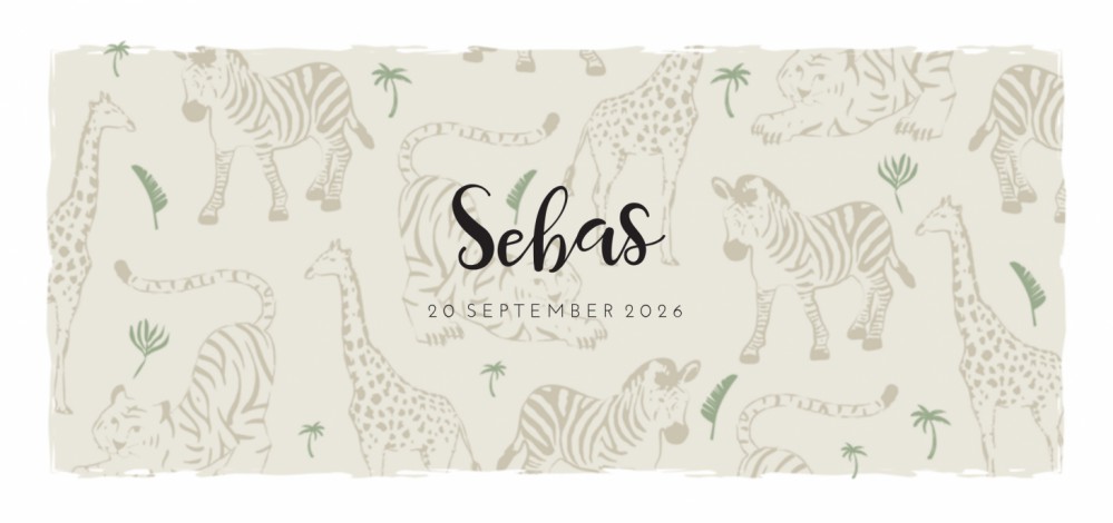 Geboortekaartje wilde dieren Sebas