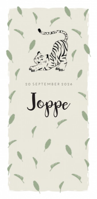 Geboortekaartje wilde dieren tijger Joppe