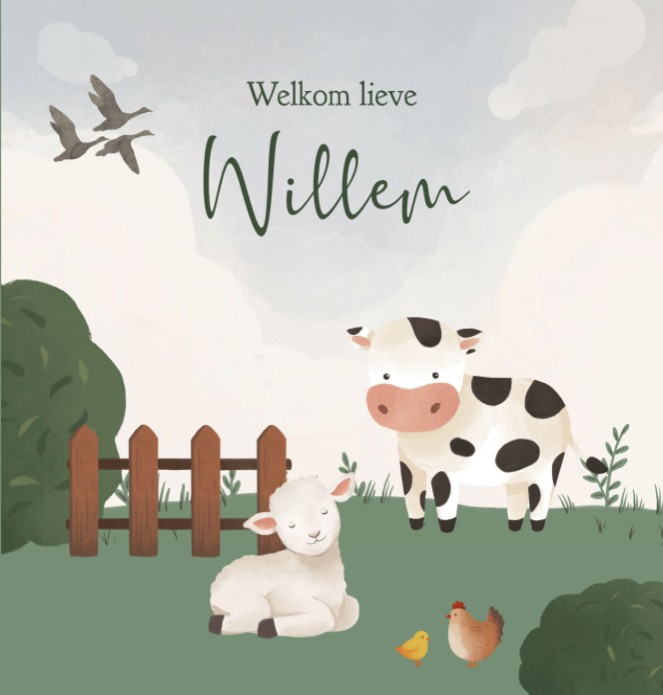 Geboortekaartje jongen boerderij Willem