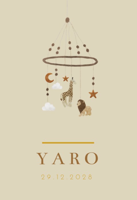 Geboortekaartje jongen minimalistisch mobiel Yaro