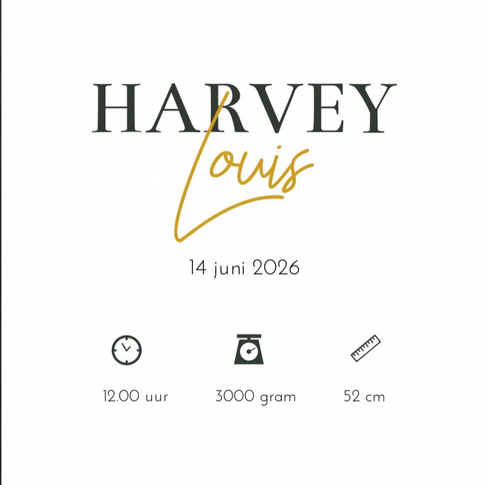 Geboortekaartje jongen groen Harvey Louis