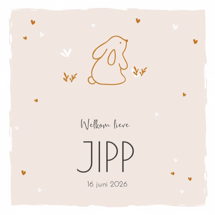 Geboortekaartje Prénatal konijn roze Jipp voor