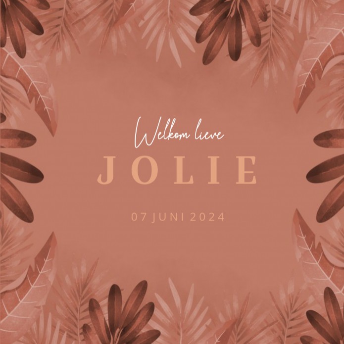Geboortekaartje meisje dochter terra roze botanical Jolie - rosegoudfolie optioneel voor