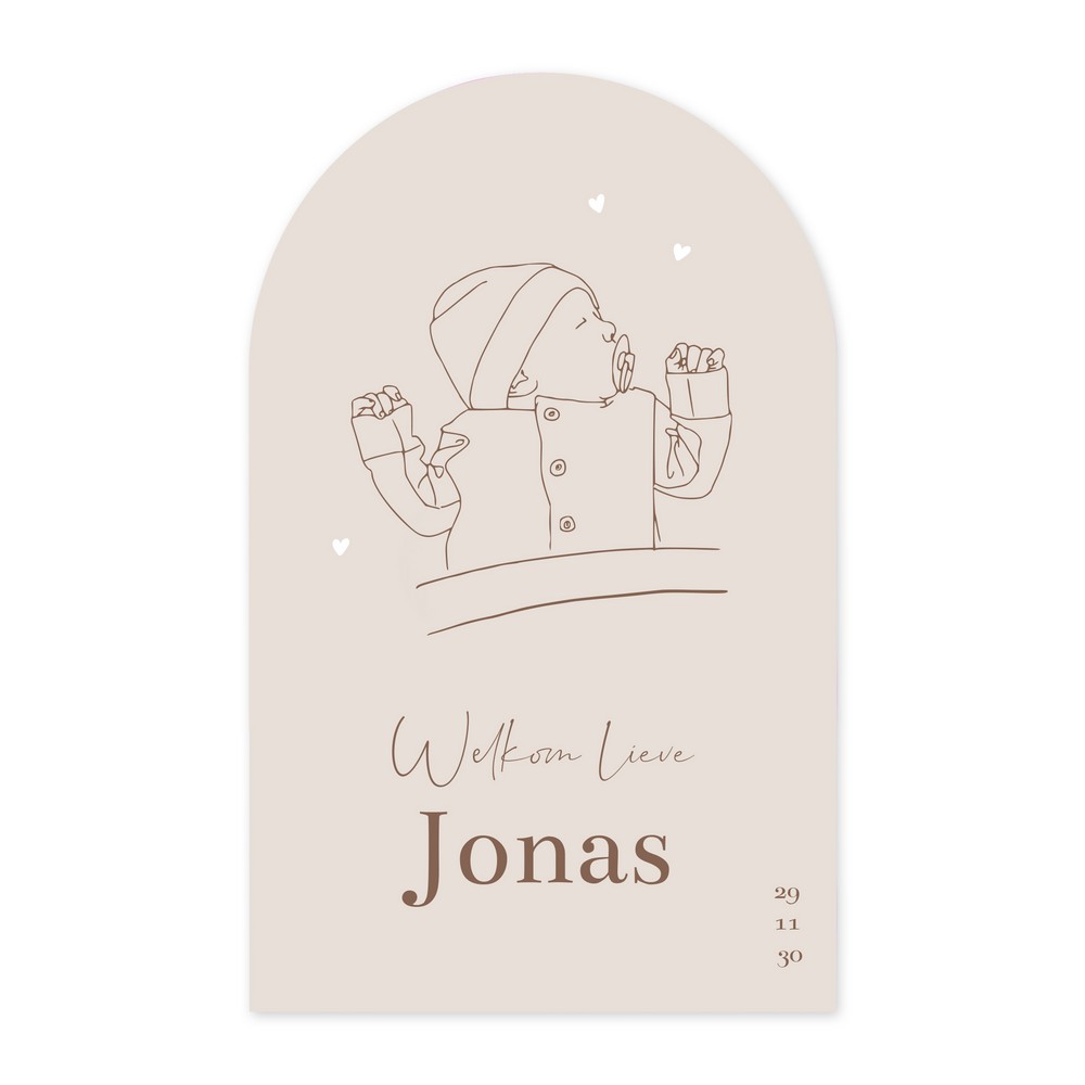 Geboortekaartje jongen baby lijntekening Jonas