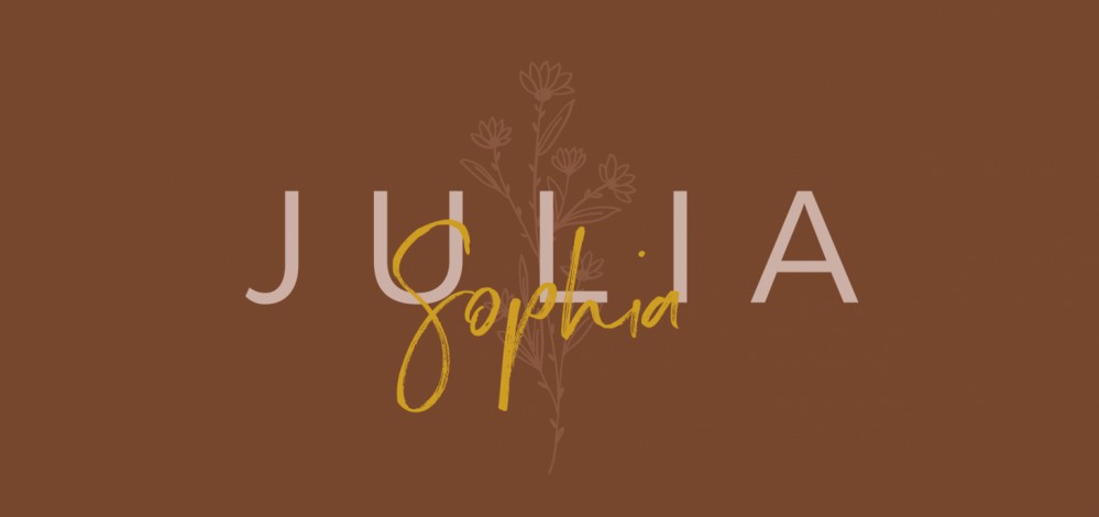 Geboortekaartje dochter bruin goud namen Julia Sophia voor