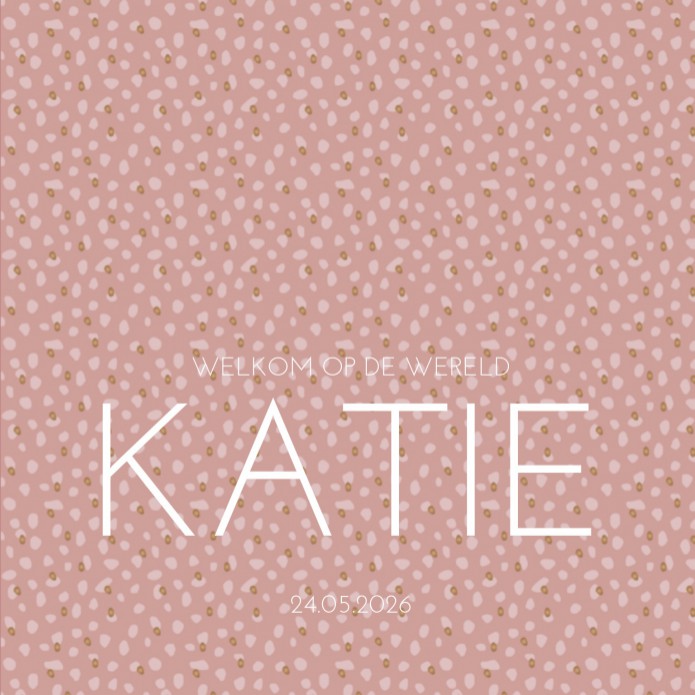 Geboortekaartje Prénatal roze met stipjes dessin Katie