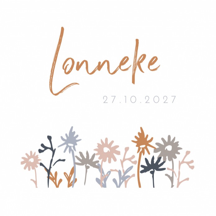 Geboortekaartje Prénatal meisje bloemen Lonneke