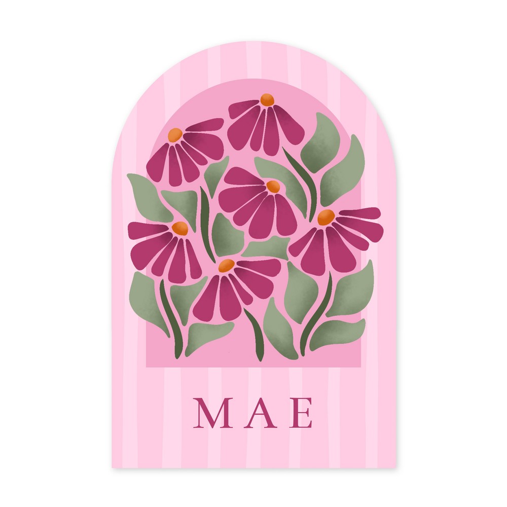 Geboortekaartje meisje color blocking bloemen roze Mae