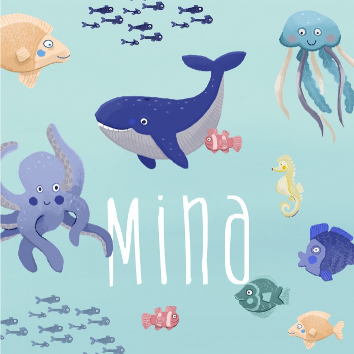 Geboortekaartje onderwaterwereld zeedieren Mina