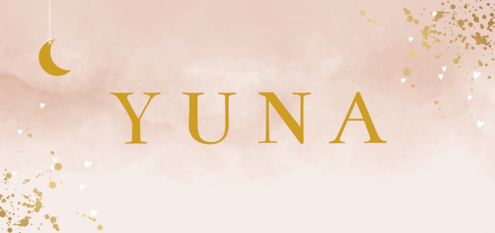 Geboortekaartje meisje dochter warm roze aquarel met goud Yuna