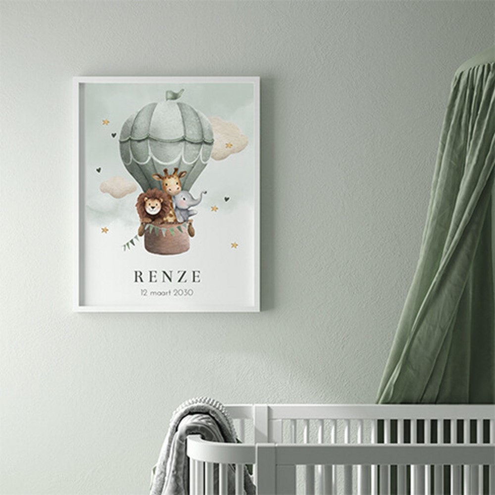 Poster luchtballon jungledieren Renze