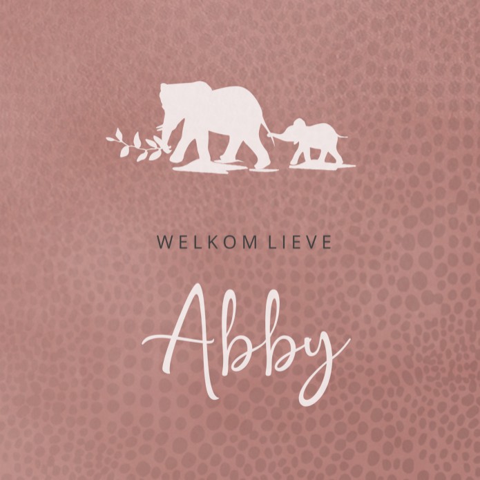 Geboortekaartje Prénatal meisje olifant roze Abby voor