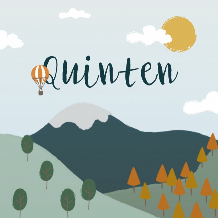 Geboortekaartje landschap bergen Quinten