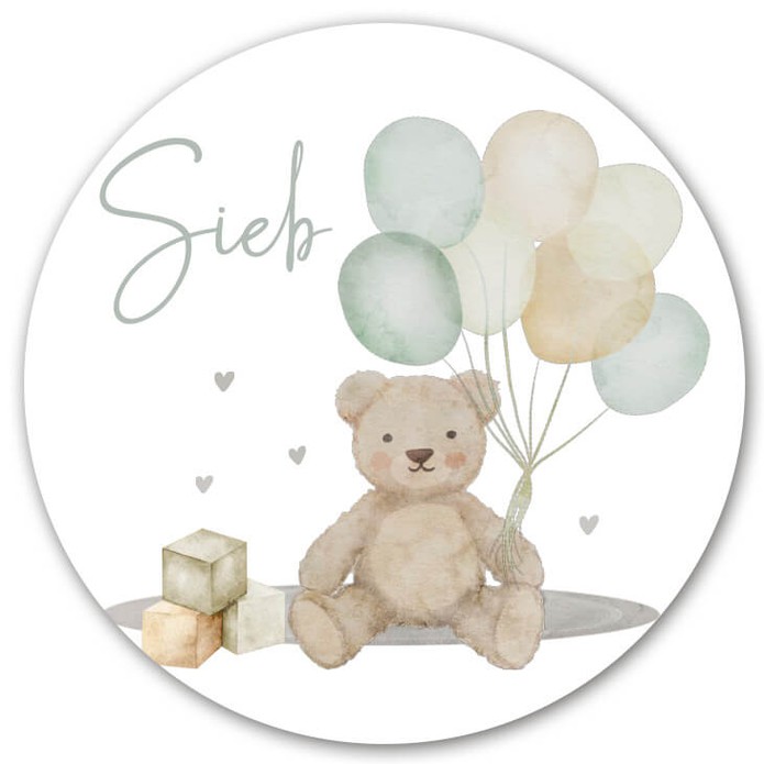 raamsticker-geboorte-aankondiging-jongen-groen-blauw-beer-teddy-ballonnen