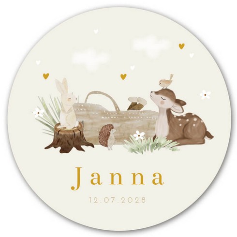 Raamsticker neutraal babynestje bosdieren Janna
