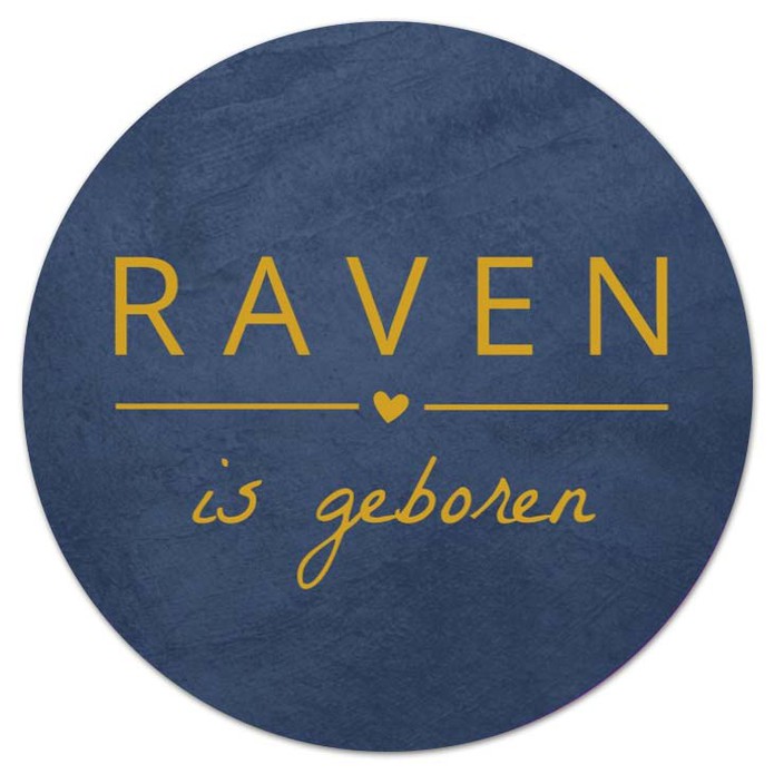 Raamsticker jongen minimalistisch blauw goud betonlook hartje Raven