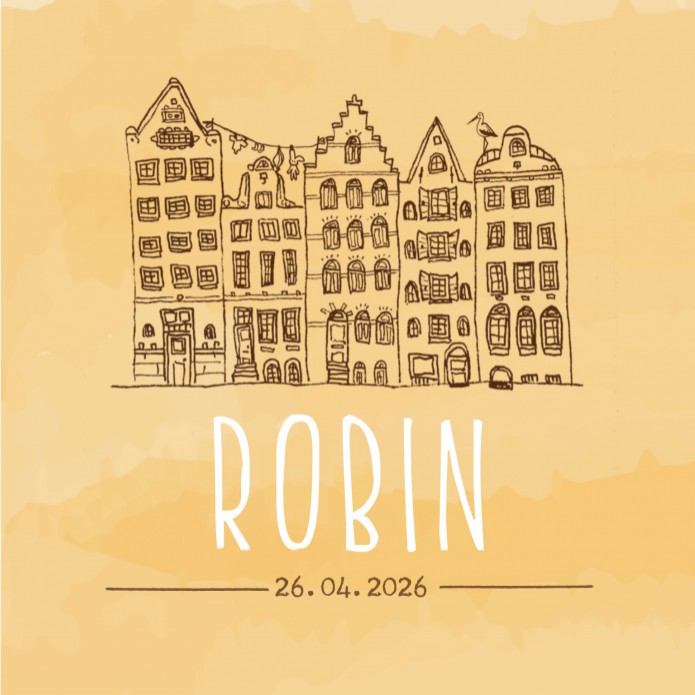 Geboortekaartje huizen geel Robin