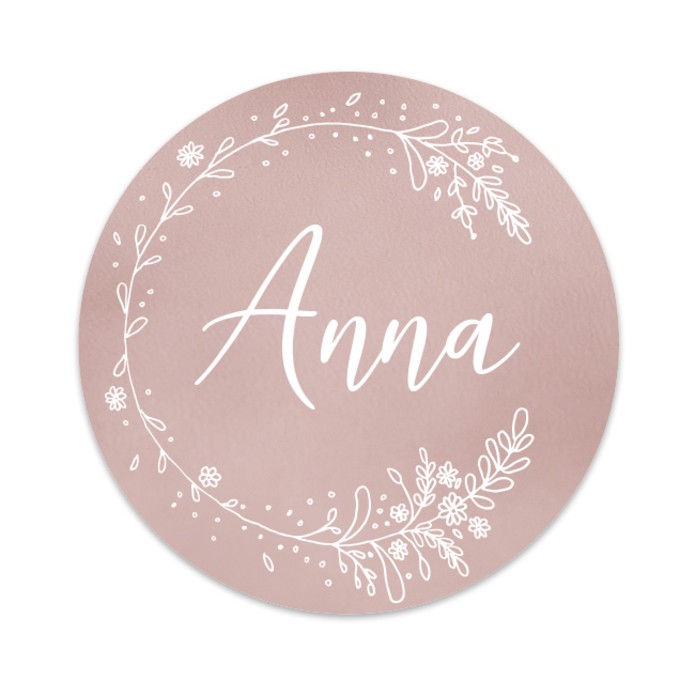 rond anna geboortekaartje meisje originele vorm roze velvet takje 01