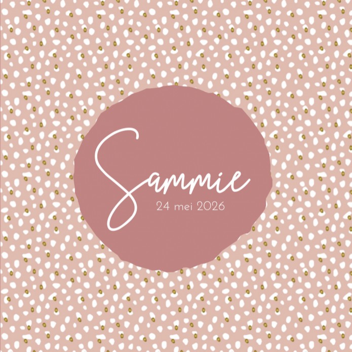 Geboortekaartje Prénatal roze met stipjes dessin Sammie