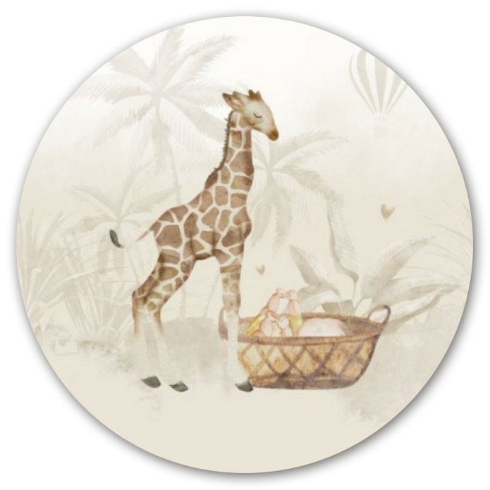Sluitsticker jungle giraffe en baby neutraal