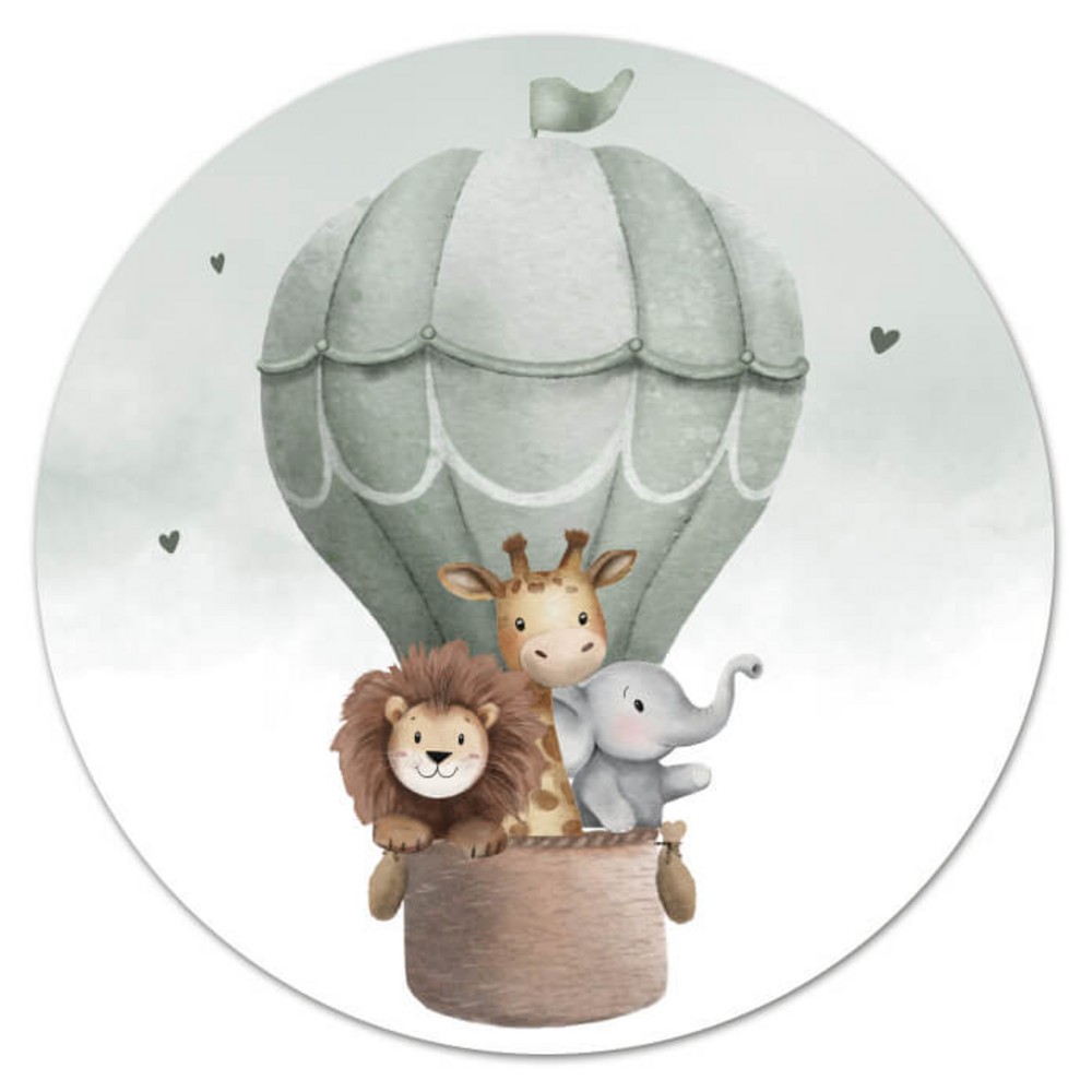 Sluitsticker luchtballon met dieren groen