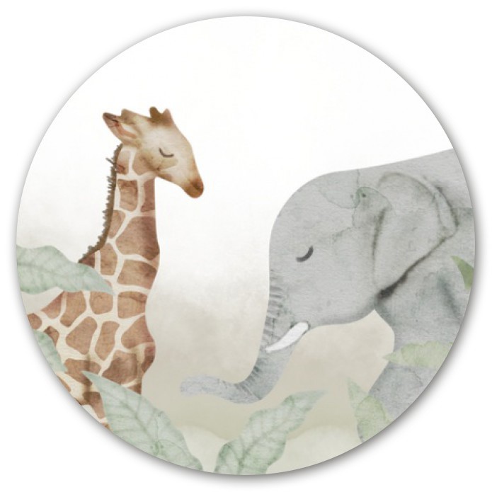 Sluitsticker-olifant-giraf-jongen-meisje-neutraal-watercolour-aquarel