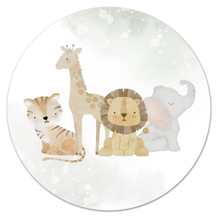 Sluitsticker jongen jungledieren groen