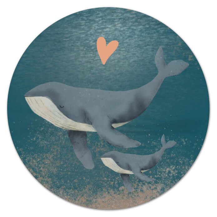 Sluitsticker walvissen blauw