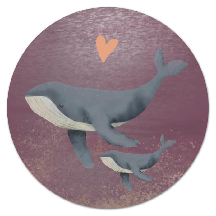 Sluitsticker walvissen paars