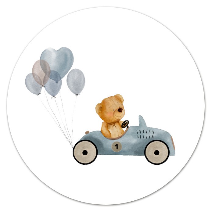 Sluitsticker teddybeer auto blauw