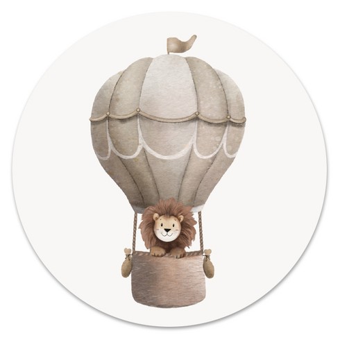 Sluitsticker luchtballon met leeuw beige