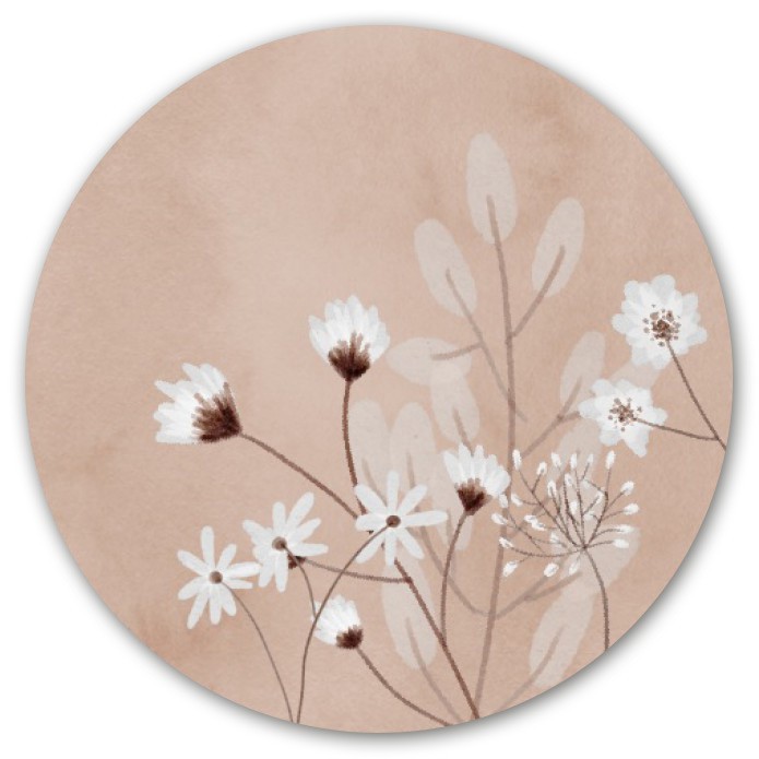 Sluitsticker roze aquarel met witte bloemen voor