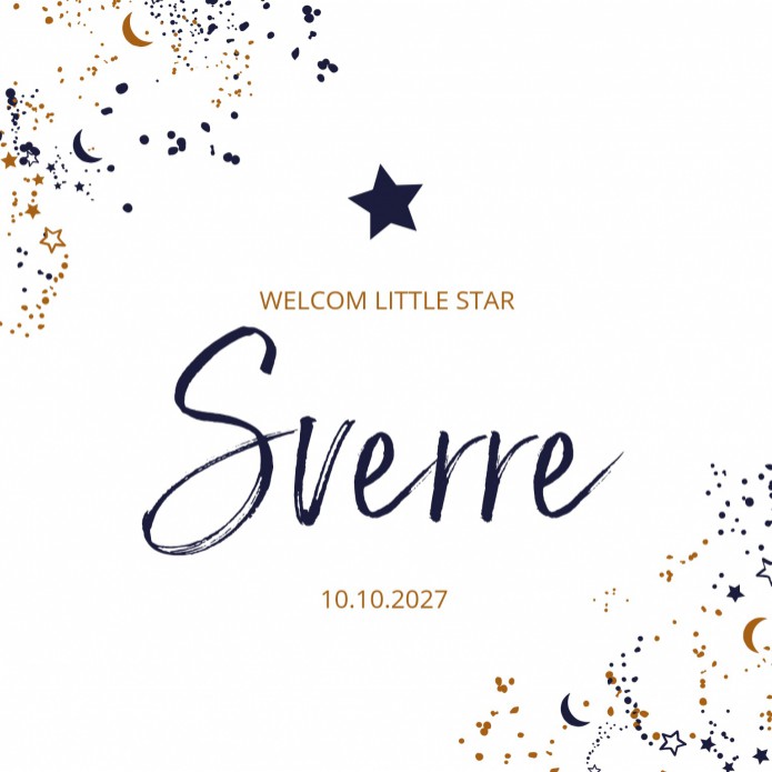 Geboortekaartje Prénatal maan en sterren Sverre voor