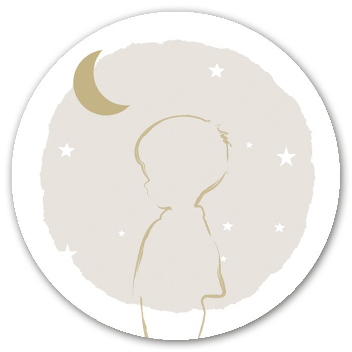 Sluitsticker silhouet jongen met maan